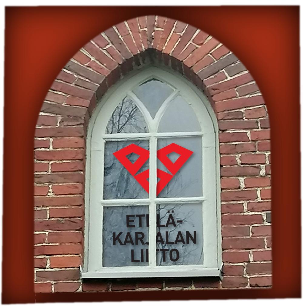 Kellotapulin ikkunassa Etelä-Karjalan liiton logo