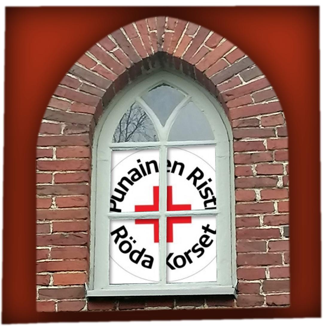 Luukku jossa Punaisen ristin logo
