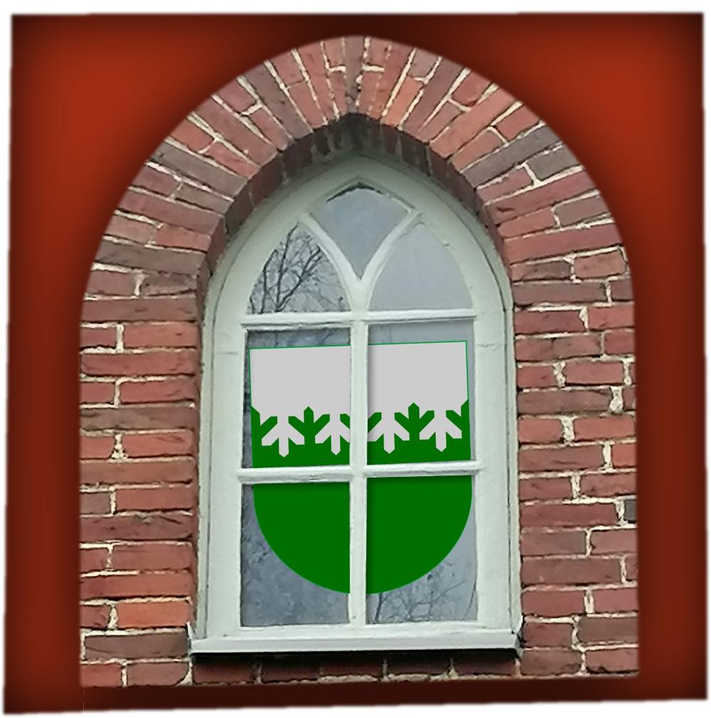 Kellotapulin ikkunassa Ylämaan logo