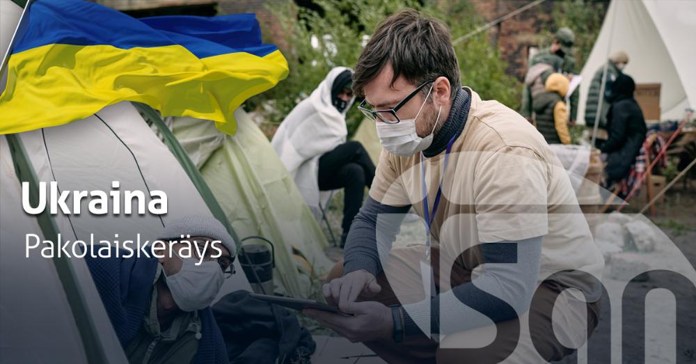 Ukrainan lippu, Mies auttaa pakolaisia