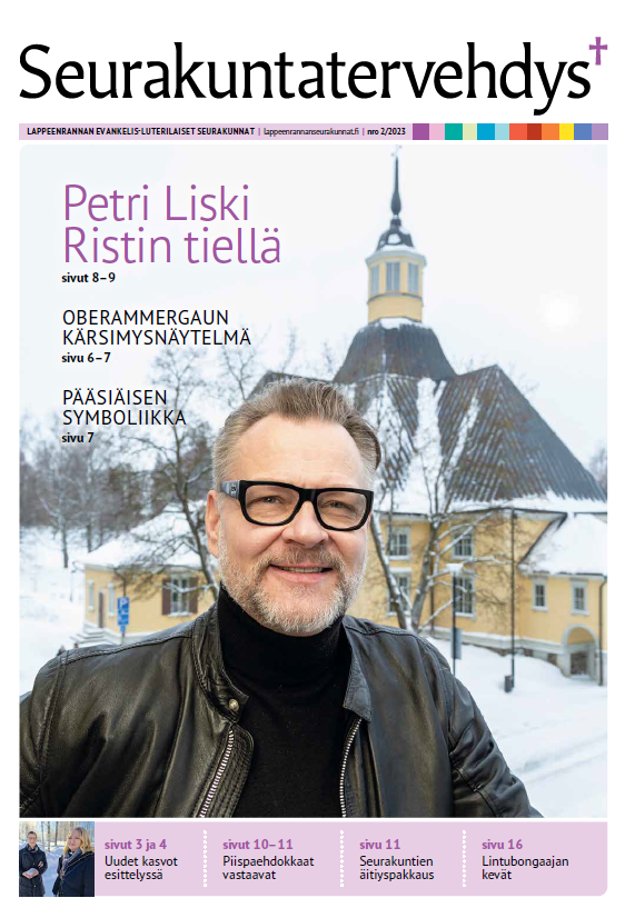 Seurakuntatervehdys maaliskuu 2023, kansikuvassa Ristin tie -näyttelijä Petri Liski.