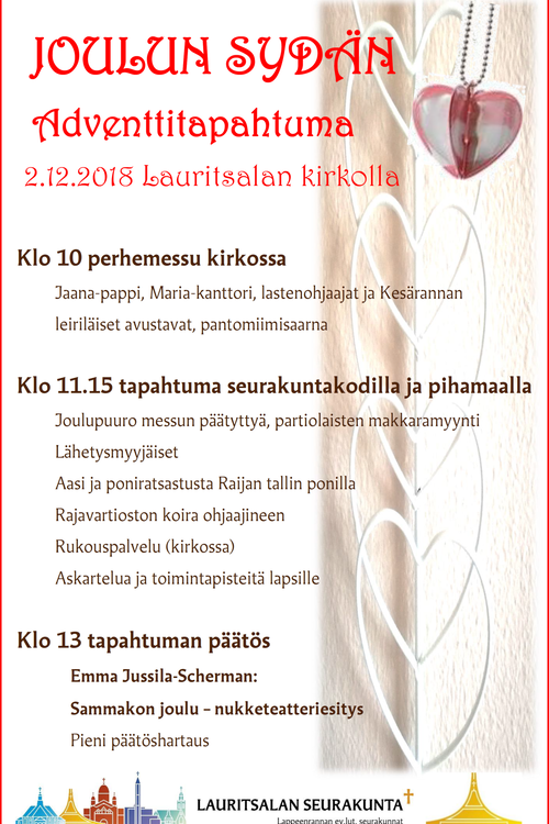 1. adventtisunnuntain perhemessu ja adventtitapahtuma 1. adventtisunnuntain perhemessu ja adventtitapahtuma