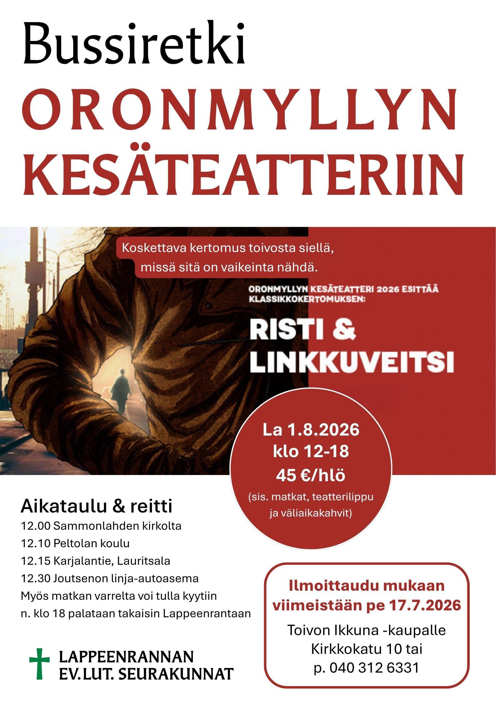 Risti ja linkkuveitsi, kuvassa miehen selkä seisomassa kadulla