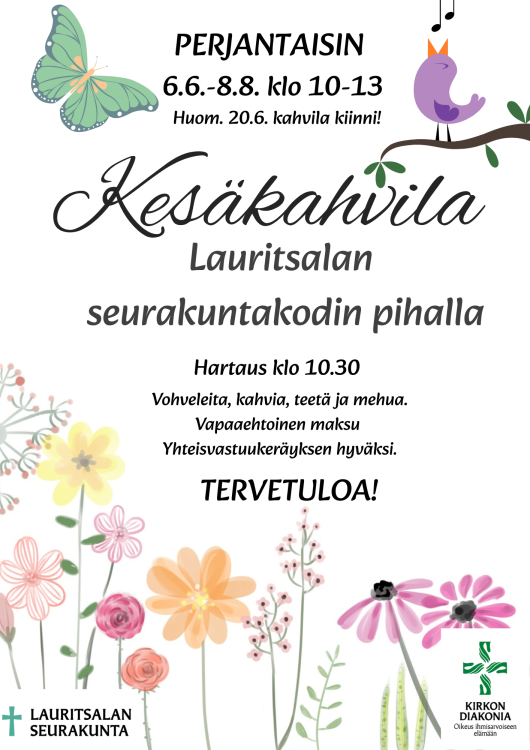 Kesäkahvila Kesäkahvila Lauritsalan seurakuntakodin pihalla