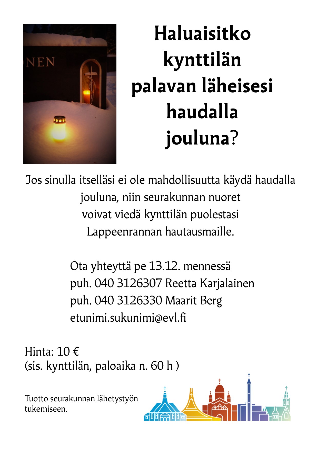 Kynttilän sytytyspalvelu hautausmaille