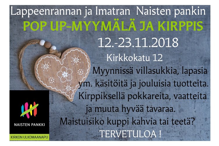 Naisten Pankin Pop Up -myymälä ja kirpputori Naisten Pankin Pop Up -myymälä ja kirpputori
