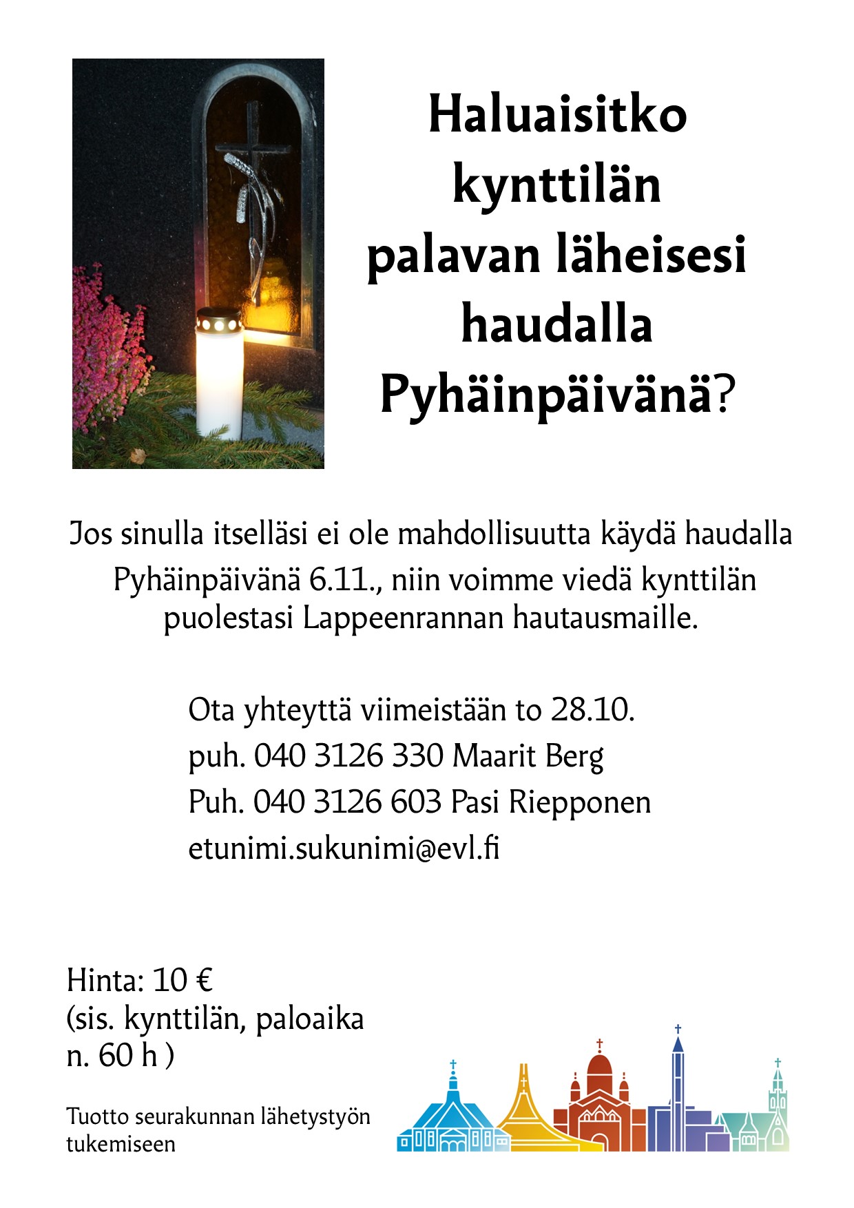 Kynttilän sytytys hautausmaalle hautakynttilä