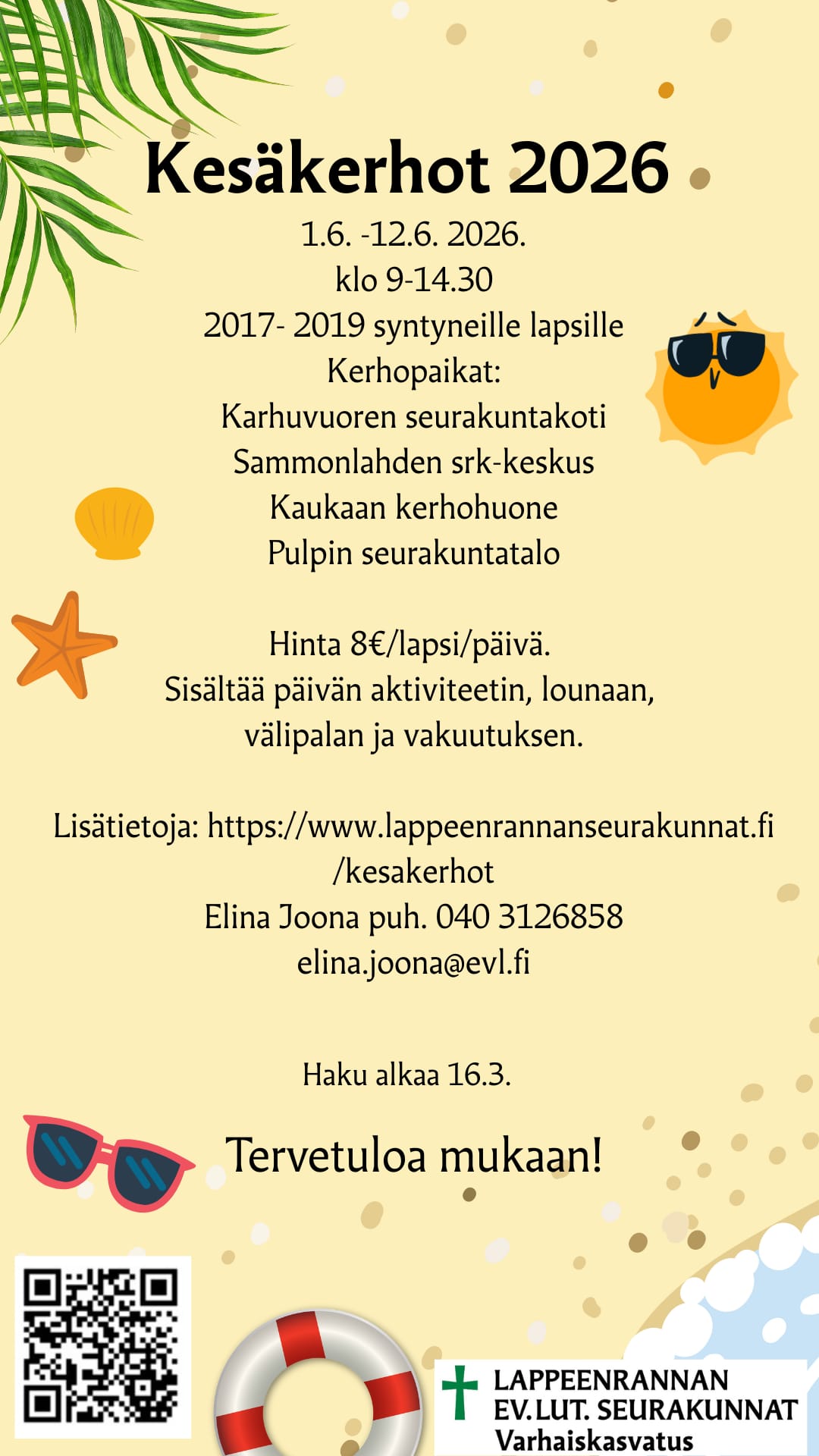 Mainos kesäkerhoilmoittautumiseen