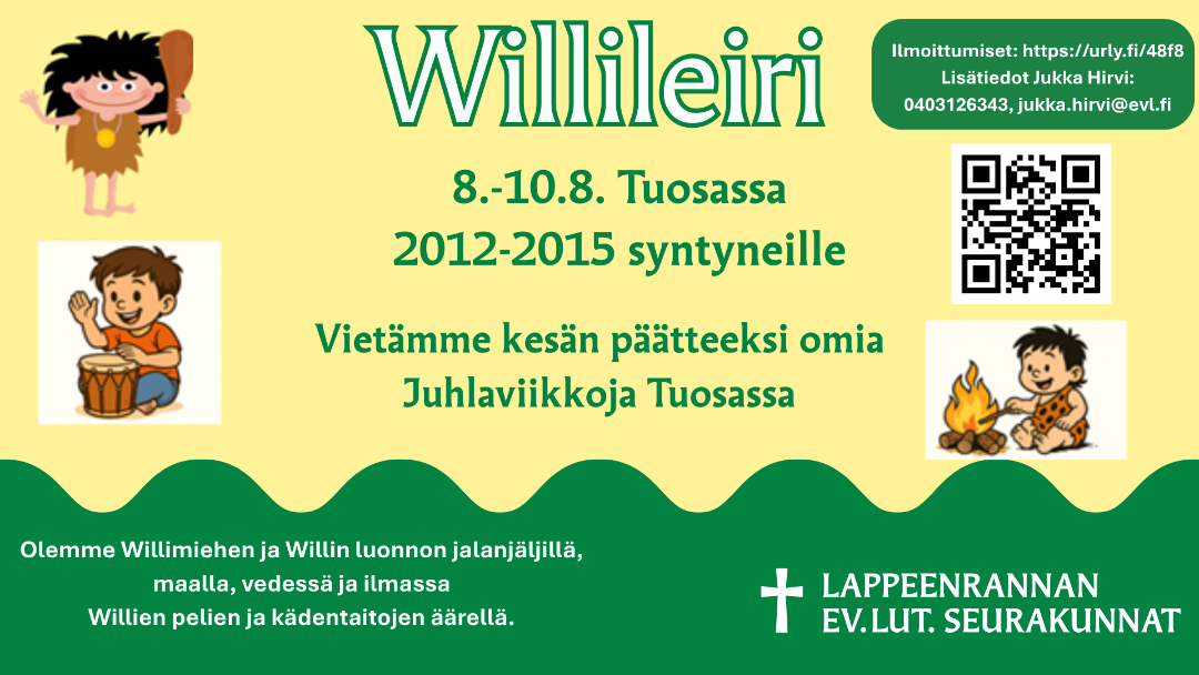 Willileiri 8.-10.8.2026 Tuosan leirikeskuksessa.